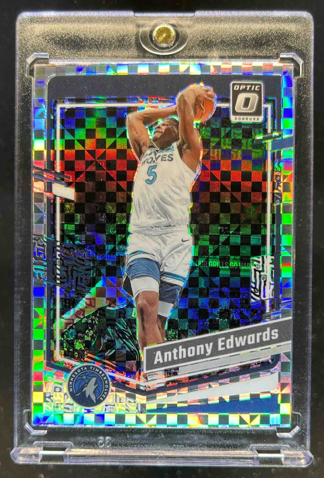 2023-24 Donruss Optic Anthony Edwards Checkerboard Prizm #59 Timberwolves