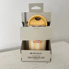 Stanley Everyday Can Cooler-Oasis-Butter Cabana Gloss Yellow-Stripes-10oz