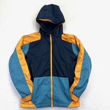 Columbia Kids L 14/16 Fleece Lined Hooded Jacket Colorblock Navy Orange WB0041