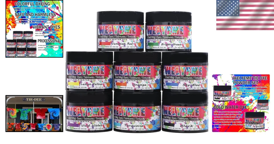 Endless Creativity: 8-Color Tie-Dye Powder Set - 3.5oz Bulk Jars, Easy to Use - Image 2 of 4