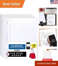 Ink Bleed Resistant College Ruled Loose Leaf Paper, 8.5 x 11, 80 Sheets, 6 Pack