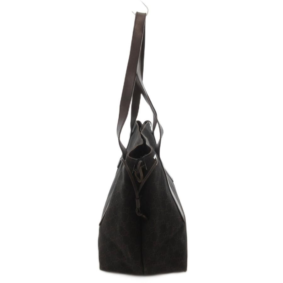 GUCCI Tote Bag GG Canvas with Leather Trim W13 x H12in Dark Brown Women's Auth thumbnail 3