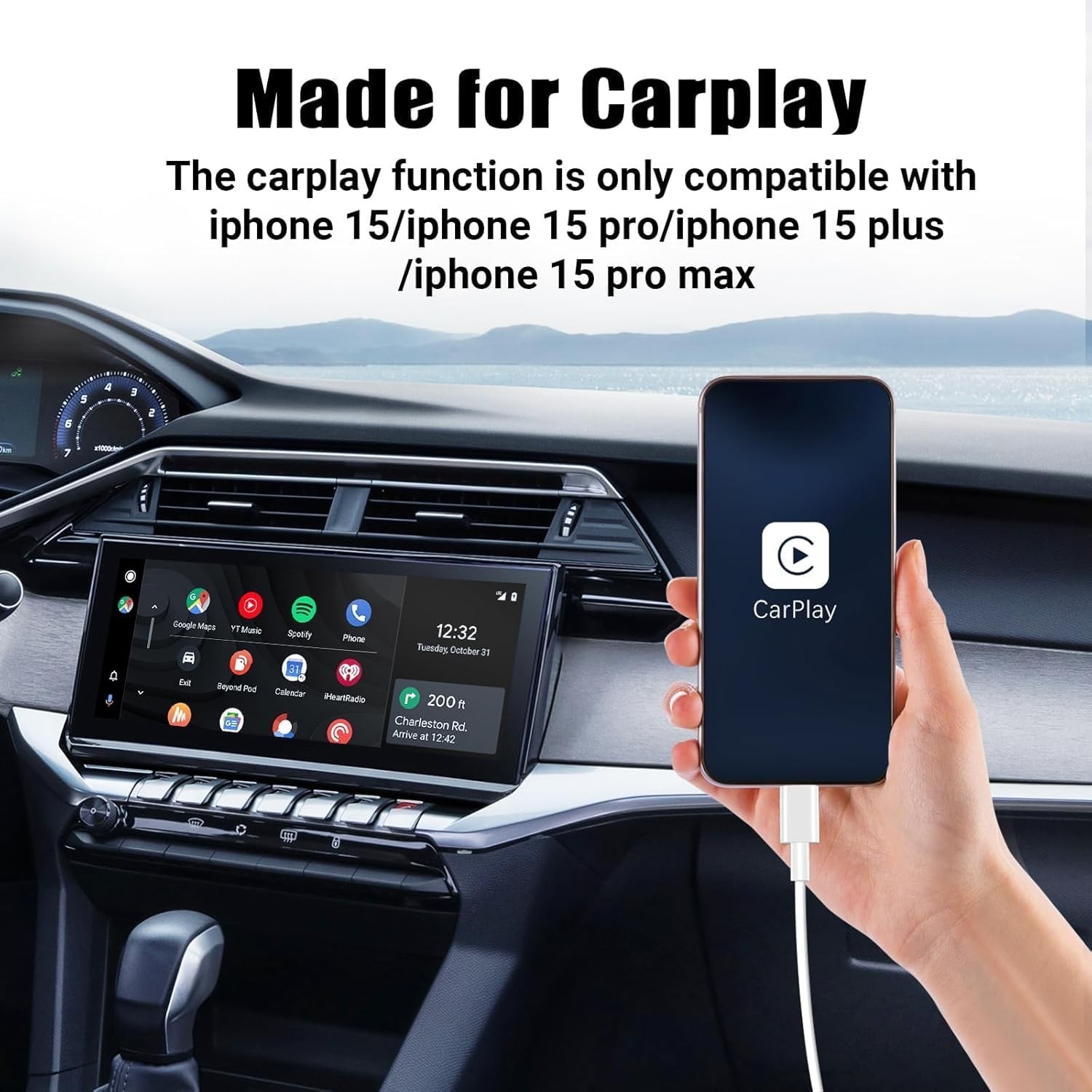 2Pack 3Ft Car Carplay Cable for Apple Iphone 17 Pro Max/17 Air/16 Pro/15 Plus/15