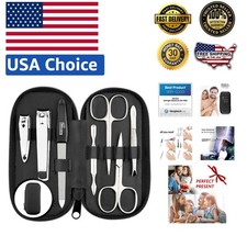 Luxury 7-Piece Manicure Set in Nappa Black Leather - Made in Solingen,