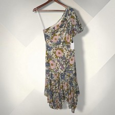 NEW ASTR the Label Santorini Floral One Shoulder Midi Dress Size M Cottagecore
