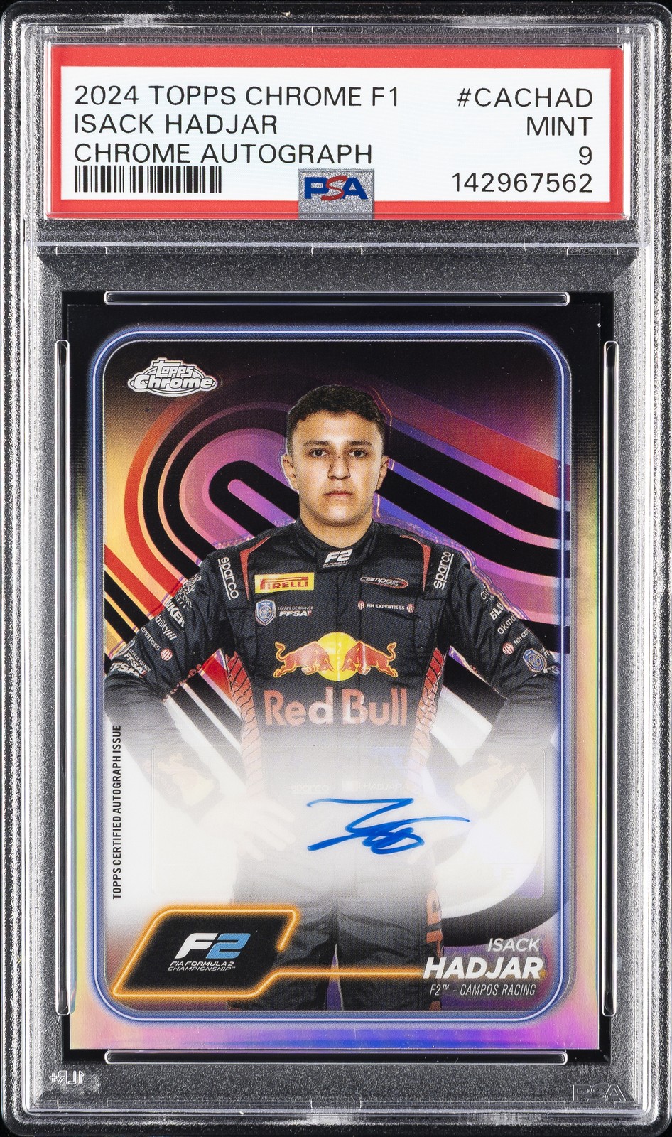 2024 TOPPS CHROME FORMULA 1 CHROME AUTO #CACHAD ISACK HADJAR PSA 9