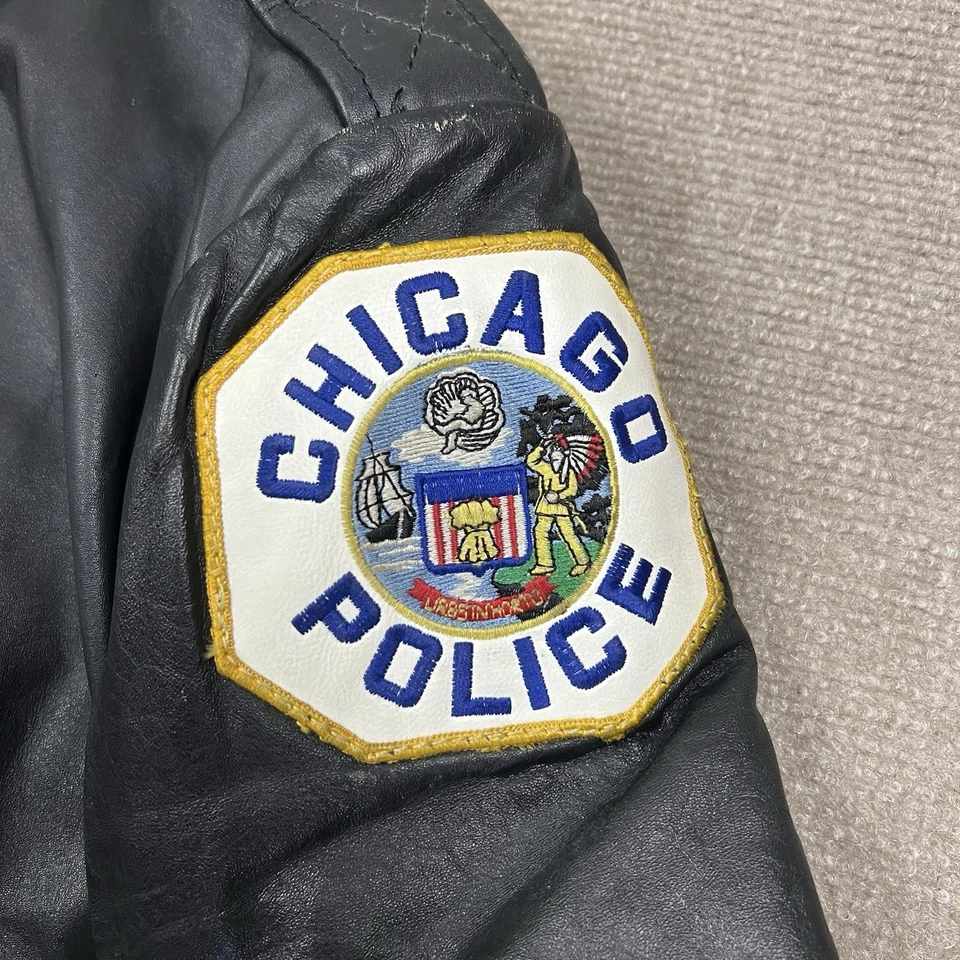 Vintage 80s Chicago Police Department Leather Jacket Mens 44L Cook County Cop - Image 3 of 4