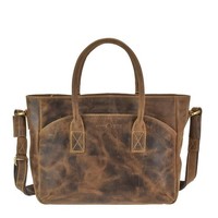 Greenburry UmhäNgetasche Leder 36X23Cm Shopper Handtasche Damen Antikbraun