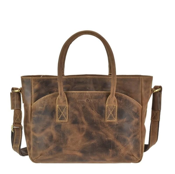Greenburry UmhäNgetasche Leder 36X23Cm Shopper Handtasche Damen Antikbraun-image