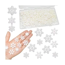 HADDIY Small Snowflakes for Craft,60 Pcs White Glitter Plastic Mini Snowflake...