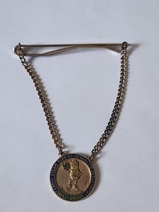 Vintage General Electric GE Safety Award Tie Clasp Bar Chain Gold Tone
