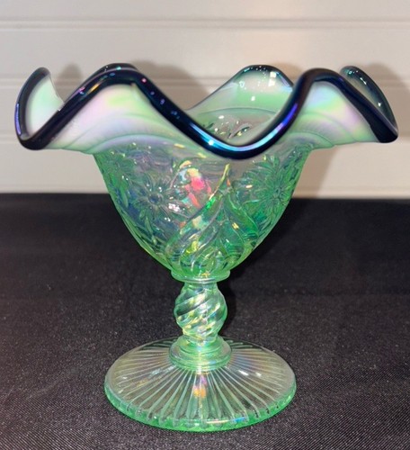 Fenton Art Glass Willow Green Iridescent Candy Nut Dish 5" - Picture 13 of 19