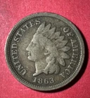 1863 US Copper Nickel Indian Head Cent! Good! Civil War Days! Old US Coin!