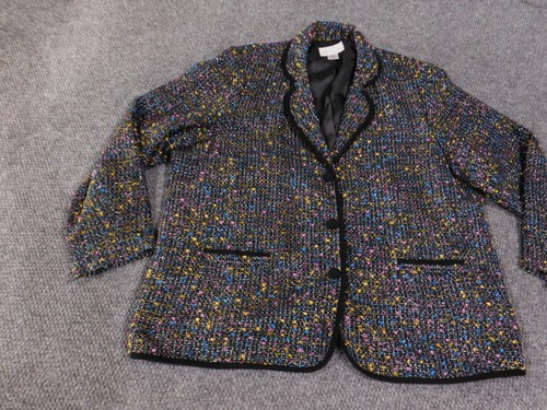 Blazer Susan Graver donna 3X giacca tweed metallizzato tasche multicolore - Foto 4 di 13