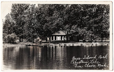 #ad real photo Eau Claire MI Bass Island Park Pipestone Lake 1940s postcard RPPC $14.99