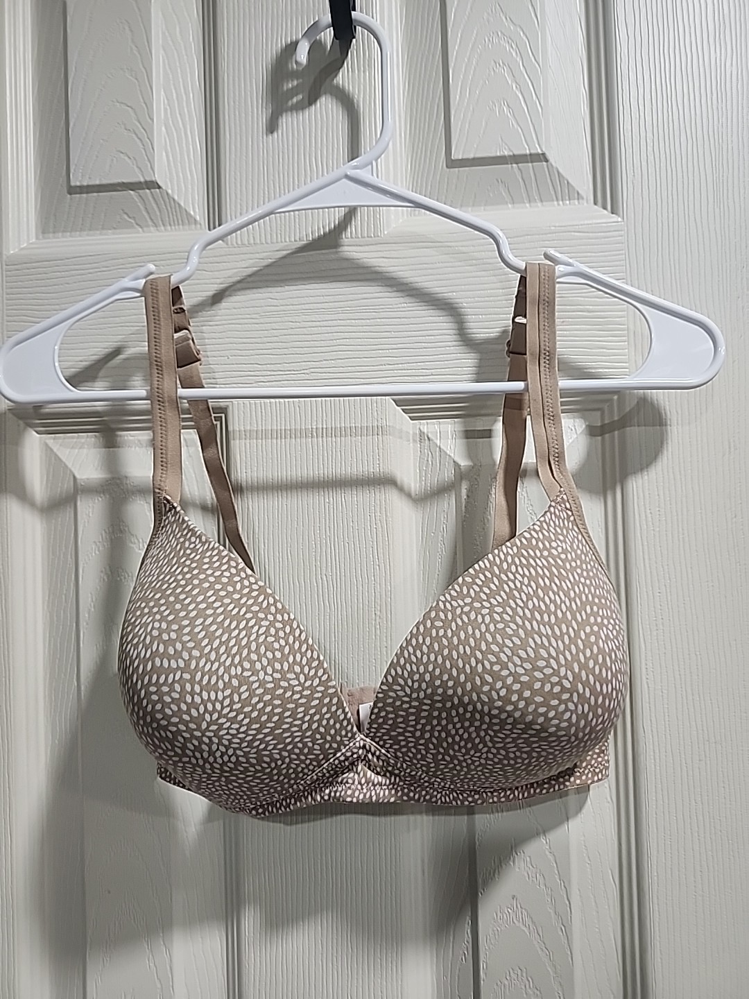 Warners Push Up Bra 38B Wire Free Molded Satin Polka Dots Adjustable 040030