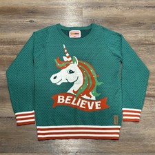 Tipsy Elves Women's Santa on Unicorn Sweater - Ugly Christmas - Medium