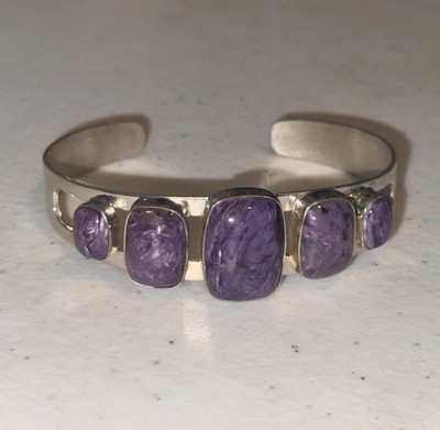 Jay King Mine Finds - DTR 925 Sterling Silver Charoite 5-Stone cuff