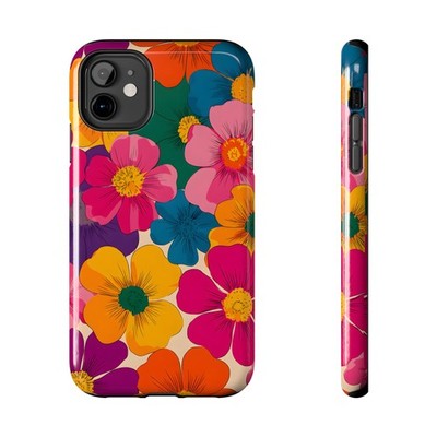 Colorful Retro 60s Floral Tough Phone Case | Bright Flower Pattern