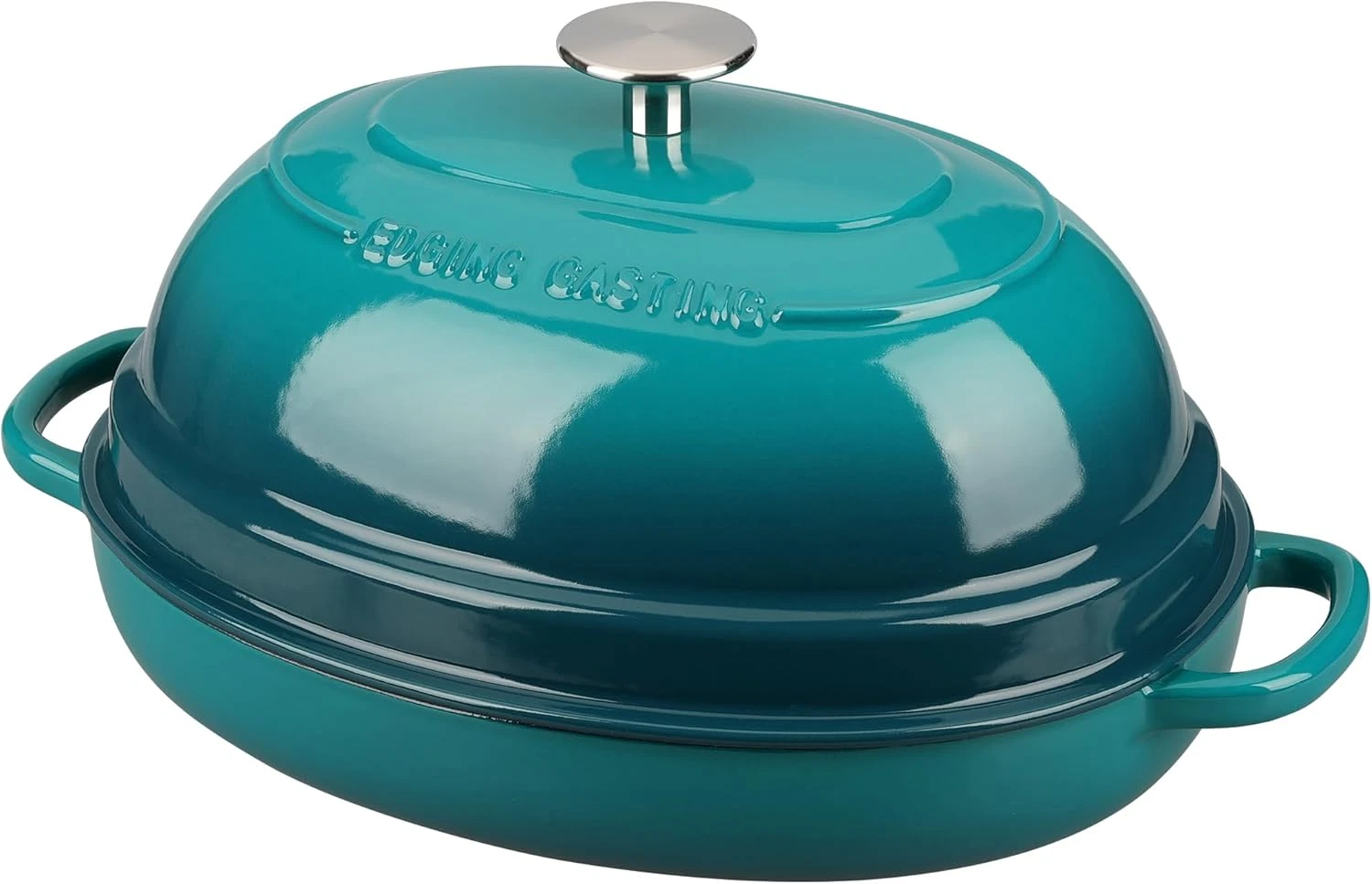 Dark Cyan 6QT Enameled Cast Iron Dutch Oven with Lid for Sourdough Baking