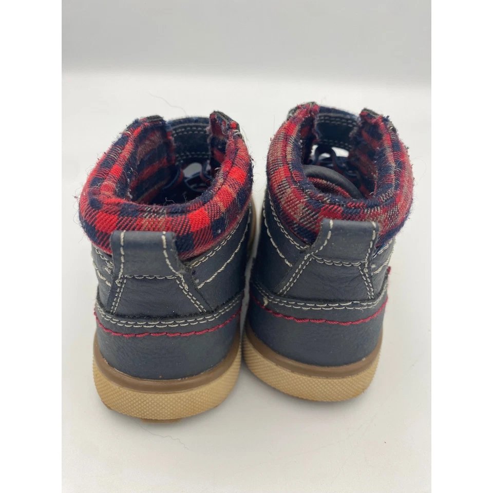 Eddie Bauer Toddler Boys Ankle Boots Blue Red Plaid Accents Size 7M Winter - Image 3 of 4