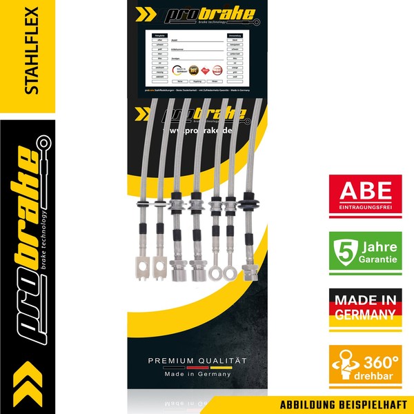 Stahlflex Bremsleitung Farbauswahl FüR Fiat Ducato Kasten 2.8 JTD Power 244 (200-image