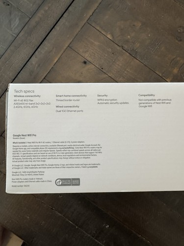 Google Nest Wifi Pro 6E 2-portowy bezprzewodowy router siatkowy - opakowanie 3 - śnieg - Zdjęcie 5 z 9