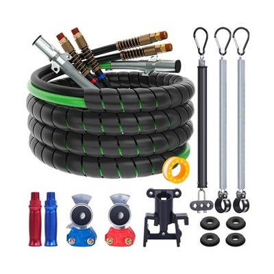 CheeMuii 15 FT Semi Truck Air Line Kit with Gladhands, Air Line Holder, Sprin...