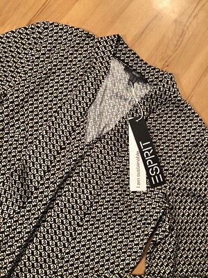 Neu Esprit Collection Langarm Viskose Bluse Mit Muster Gr. 36