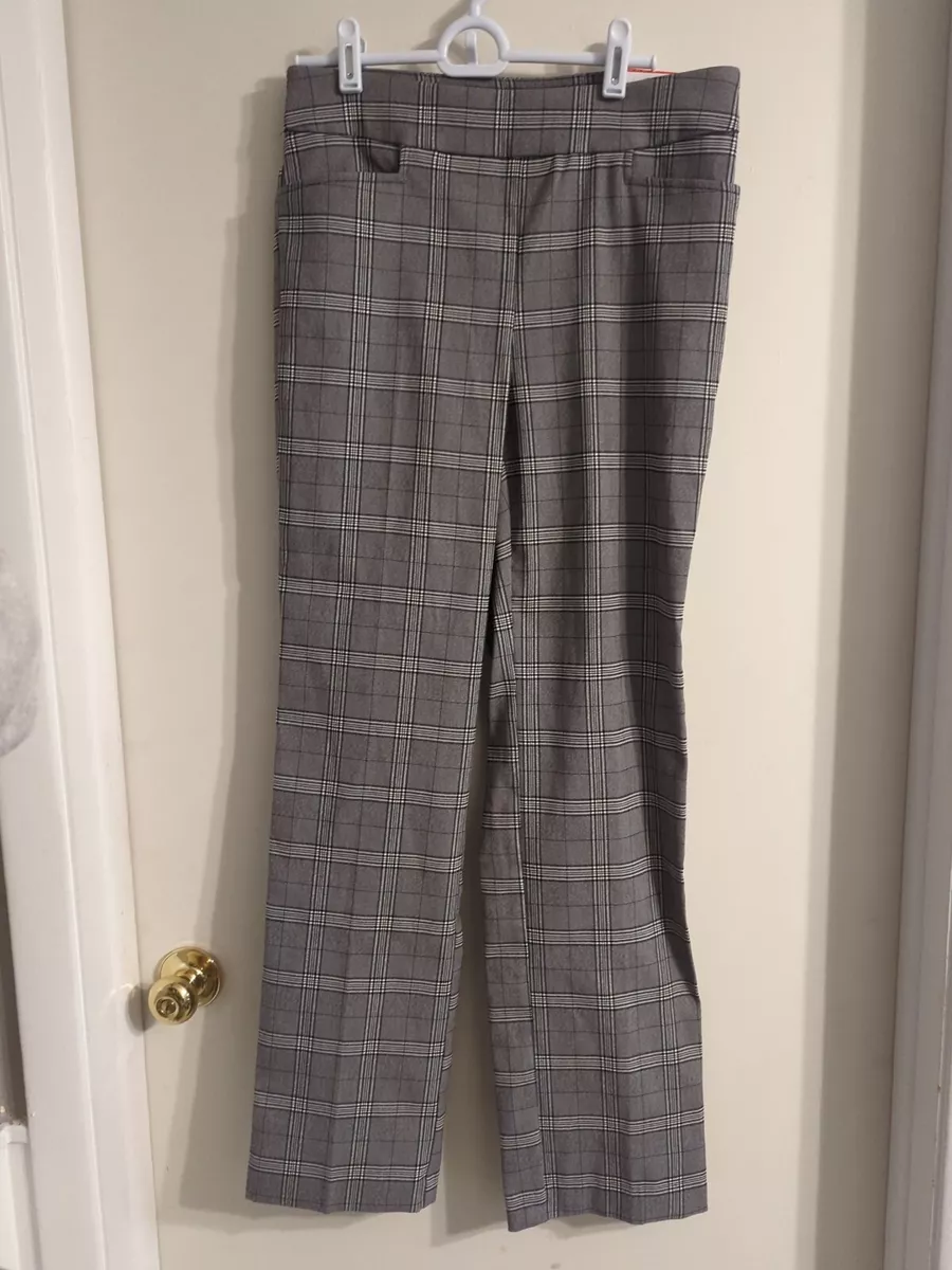 Nwt Time And Tru Stretch Plaid Pants Small 4-6 Glen Plaid Black
