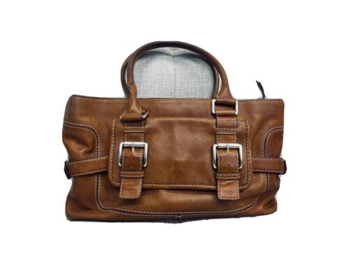 Michael Kors Brown Leather Handbag w/large Buckles - image 1
