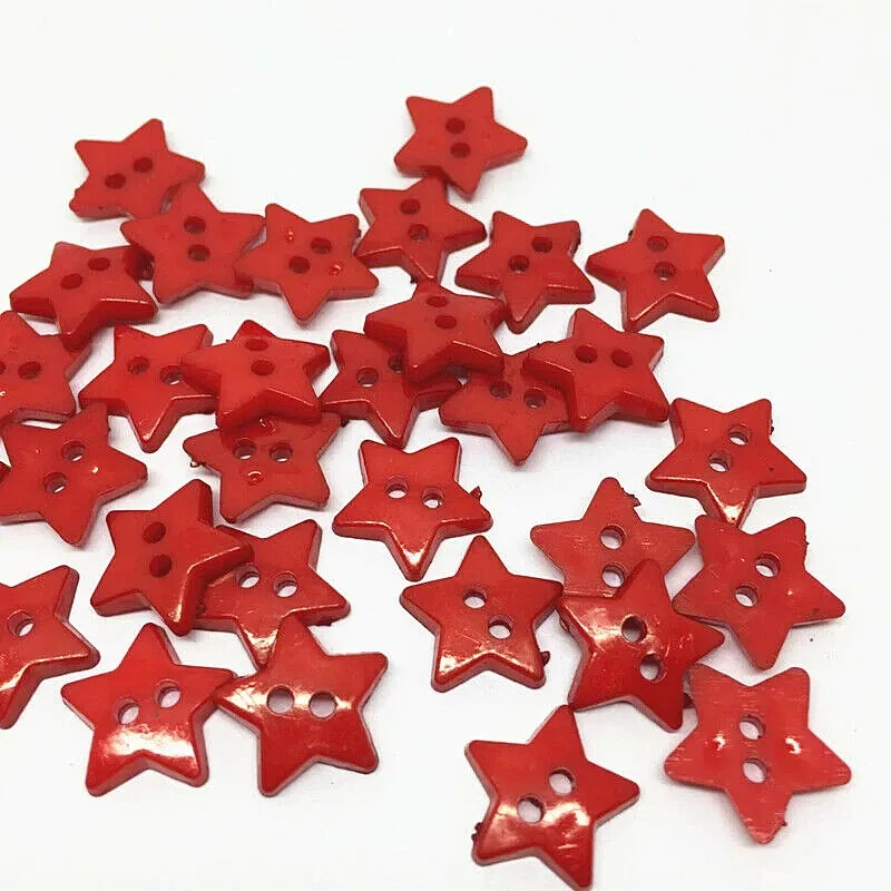 Pkg of 20 Plastic RED STAR Craft Buttons 1/2 (12mm) (2133) Assorted Colors