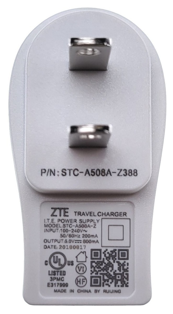 OEM ZTE Travel Charger STC-A508A-Z388 5V 800mA +2 USB Cables (Type