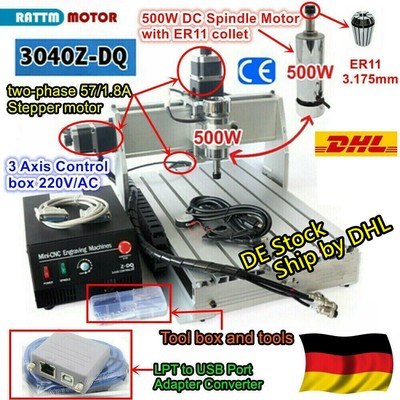 『DE』3 AXIS 3040 CNC Router USB MACH3 Graviermaschine Fräsmaschine 500W 3040Z-DQ