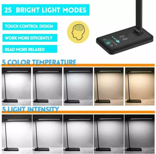 5 Level Dimmable Touch LED Table Lamp Bedside Study Reading Desk Light USB Cable - Picture 11 of 12