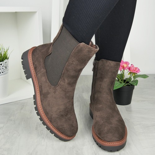 Botines Zapatos Damas Chelsea Agarre Cómodo Cómodo Piel Sintética Forrado Cremallera Mujer Talla - Imagen 10 de 25