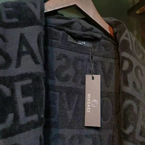 Versace Baroque Cotton Black Bathrobe ❤ Luxury Hot Gift Unisex Pajamas Sleepwear - Picture 11 of 13