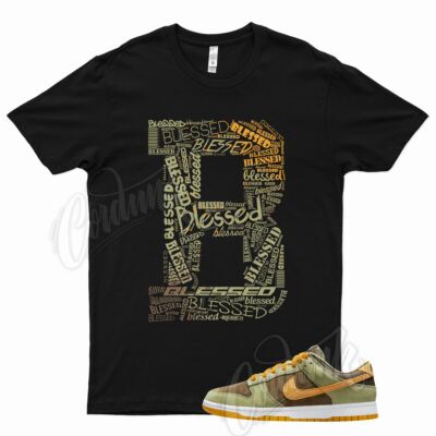 Black BLESSED T Shirt for N Dunk Low Dusty Olive Orange Green SB Blazer Brown