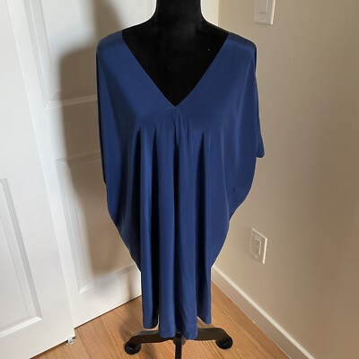 vince blue silk dress Women's Satin Cap-Sleeve Slip Dress, Coastal Blue, Size L