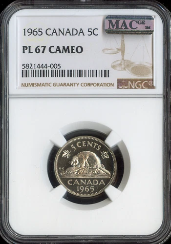 1965 Canada 5 Cents 5C NGC PL67 Cameo - Quality