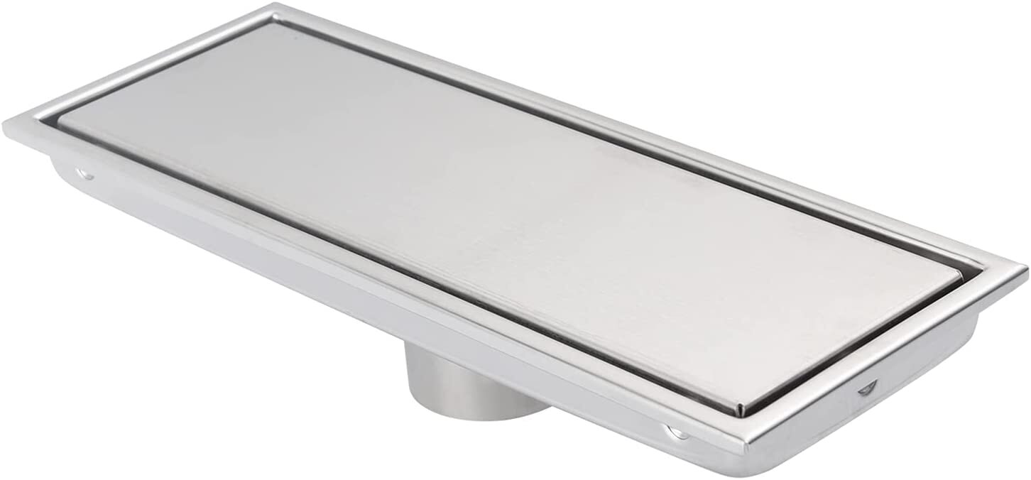 12 Inch Brushed Nickel Linear Shower Drain Pipe with Tile Insert Grille 