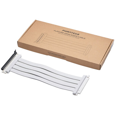 PHANTEKS PCI-E 4.0 x16 Riser Flachband-Kabel, 180 Grad, 30cm - weiß