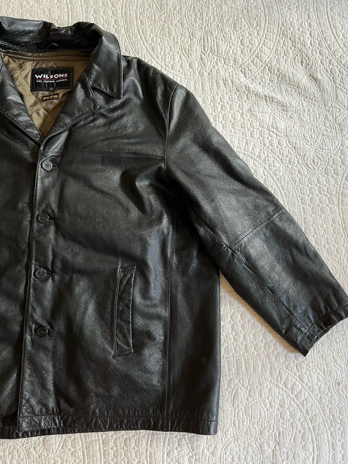 Vintage Wilsons Leather Black Collared Jacket Siz… - image 4