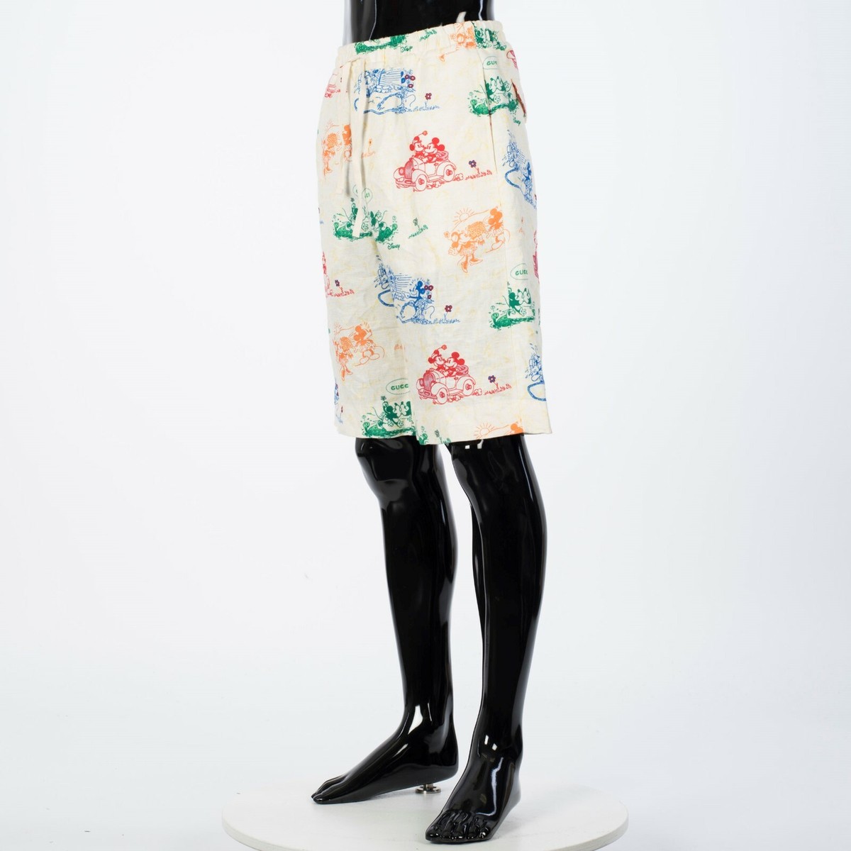 GUCCI x DISNEY 1250$ Ivory Bermuda Shorts - Linen - Mickey Mouse