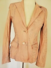 Escada Leather Jacket Blazer Beige Purple Pink Blue Tan 2 4 6 36 Beige Tie Dyed