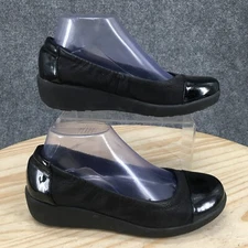 Easy Spirit Shoes Womens 7 M Kable Slip On Black Patent Leather Casual Comfort