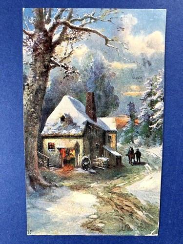 4 Novelty Greetings w Glitter Antique Postcards.1900s.Rural Scenes, Flowers - Picture 2 of 6