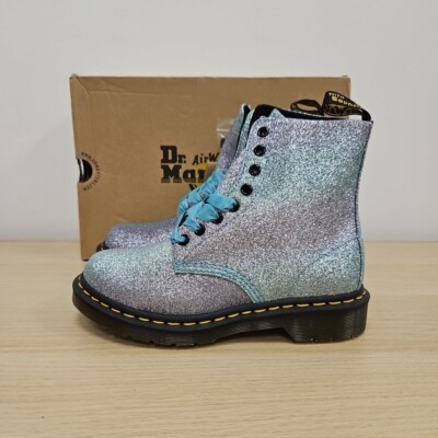 Dr Martens 1460 Pascal Lilac Teal Blue Glitter Rare Ankle Boots Size UK 5 EU 38