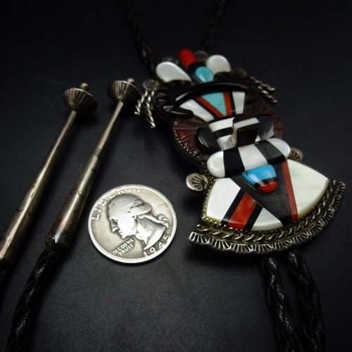 EXQUISITE Vintage Zuni ANDREW DEWA Sterling Silver ANTELOPE KACHINA BOLO Tie - Picture 14 of 23
