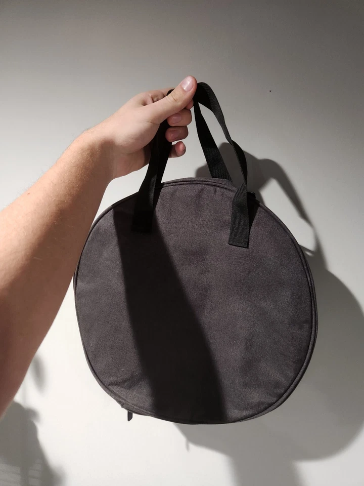 Curmio Round Embroidery Travel Bag, 13"Gray, W/O Tag, Fast Ship, GREAT Condition - Image 2 of 4